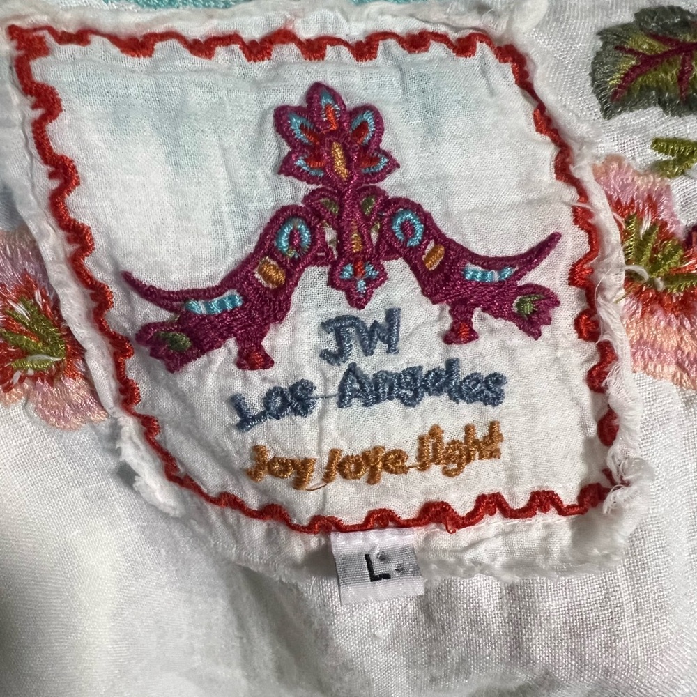 Johnny Was Linen Embroidered Duster Vest Floral Boho Festival Kimono Cardigan - Picture 5 of 8
